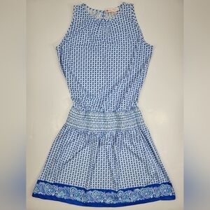 Jude Connaly Scarlett Dress Blue White A-Line Skirt Elastic Waist Sleeveless S